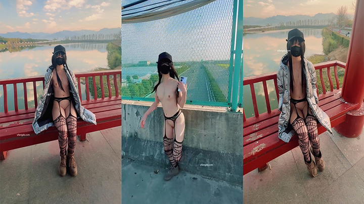 西萌工作室柚柚马路上露出拍摄